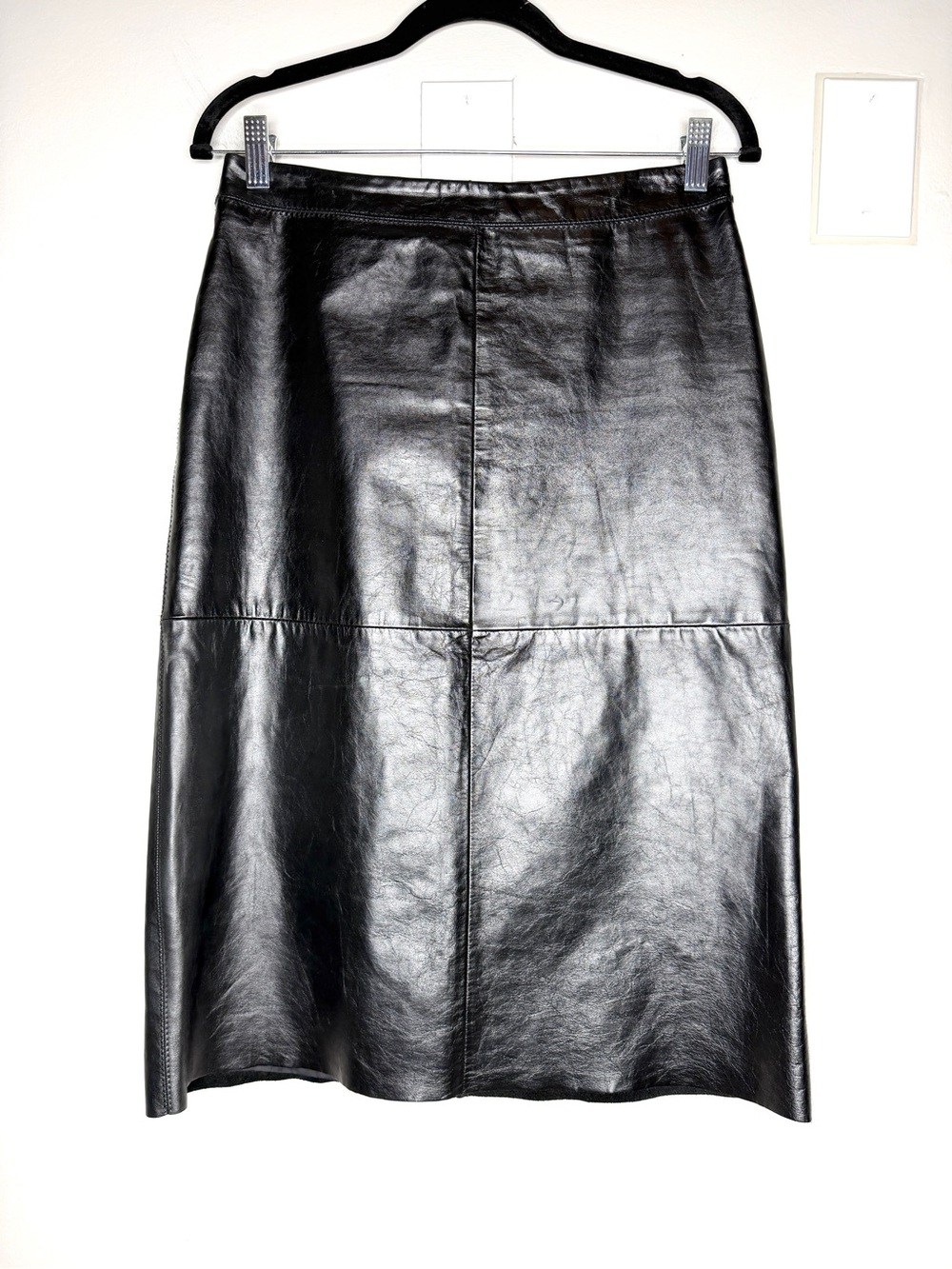 Vintage Gap 100% Genuine Leather Midi Skirt Y2K Fully Lined In Black Size 4
